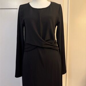 Nine West Black Twist Front Long Sleeve Dress